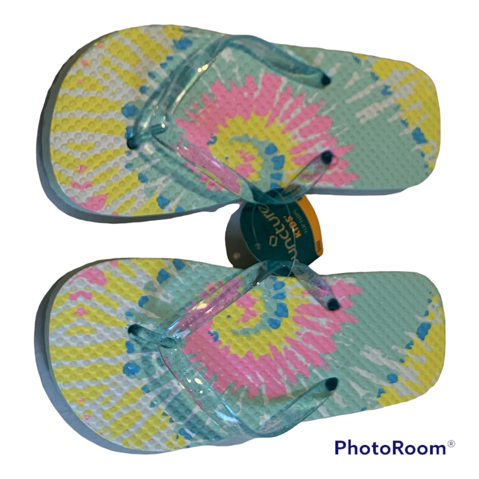 Juncture Kids Flip Flops Thong Sandals Size L 2/3 Outdoor Beach Ty Dye Casual