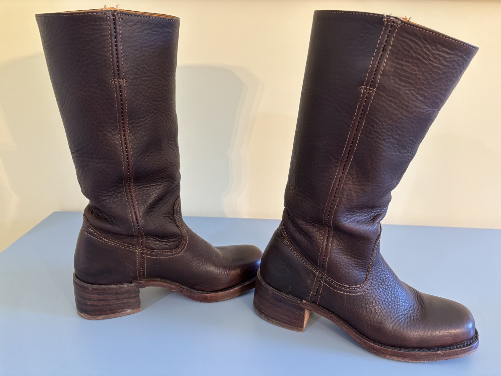 VTG FRYE Women’s Campus 14L Square Toe Dark Brown Leather Boots 77050 Size 8 M