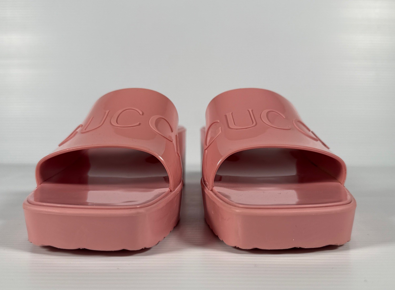 GUCCI PINK RUBBER SLIDES- 7 1/2-8 sandals