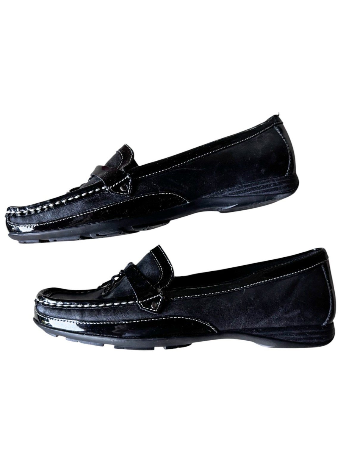 Etienne Aigner Wren Black Leather Loafers Women’s 7.5M Slip-On Casual Travel