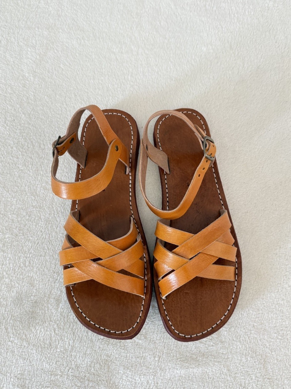Handcrafted Genuine Leather Women’s Sandals – Four-Strap Cognac | 100% Handmade