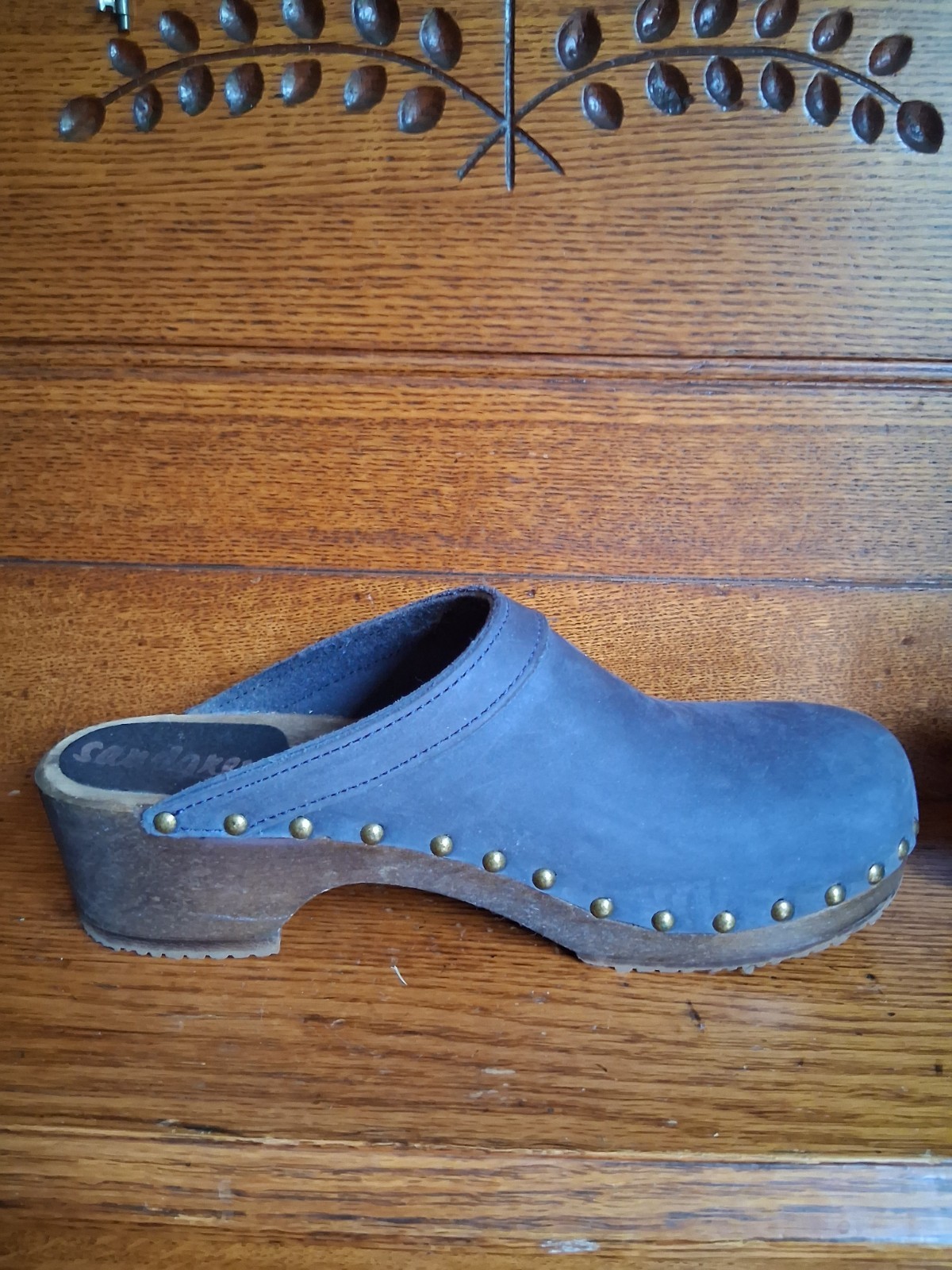 Blue Sandgren Athens Wooden Clogs Mules size EU 40