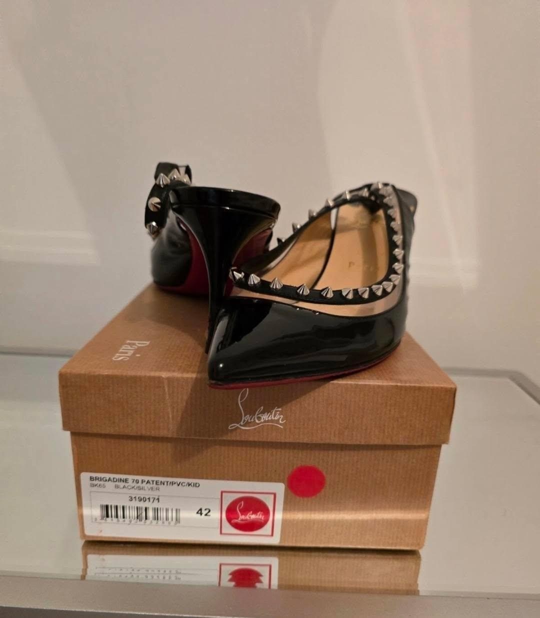 Christian Louboutin Brigandine Spike Pointed Toe Patent Leather 42 Size 10