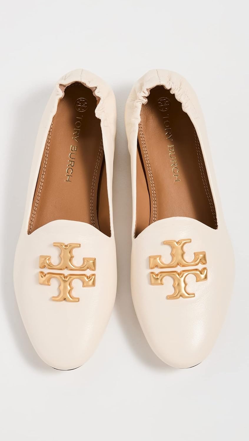 Tory Burch Womens Ivory White Soft Leather Eleanor Ballet Loafers, Sz 11 8328-9