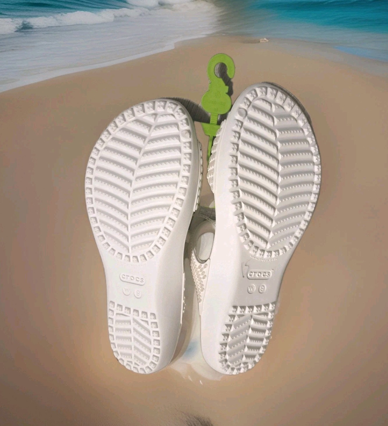 NWT💕 Size 9 Crocs White Getaway Gems Strappy Womens Sandals Shoes Slide On