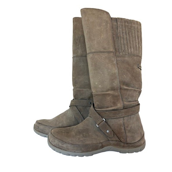 The North Face Vintage Waterproof Leather Tall Boots Brown Womens 7.5 A0Z6