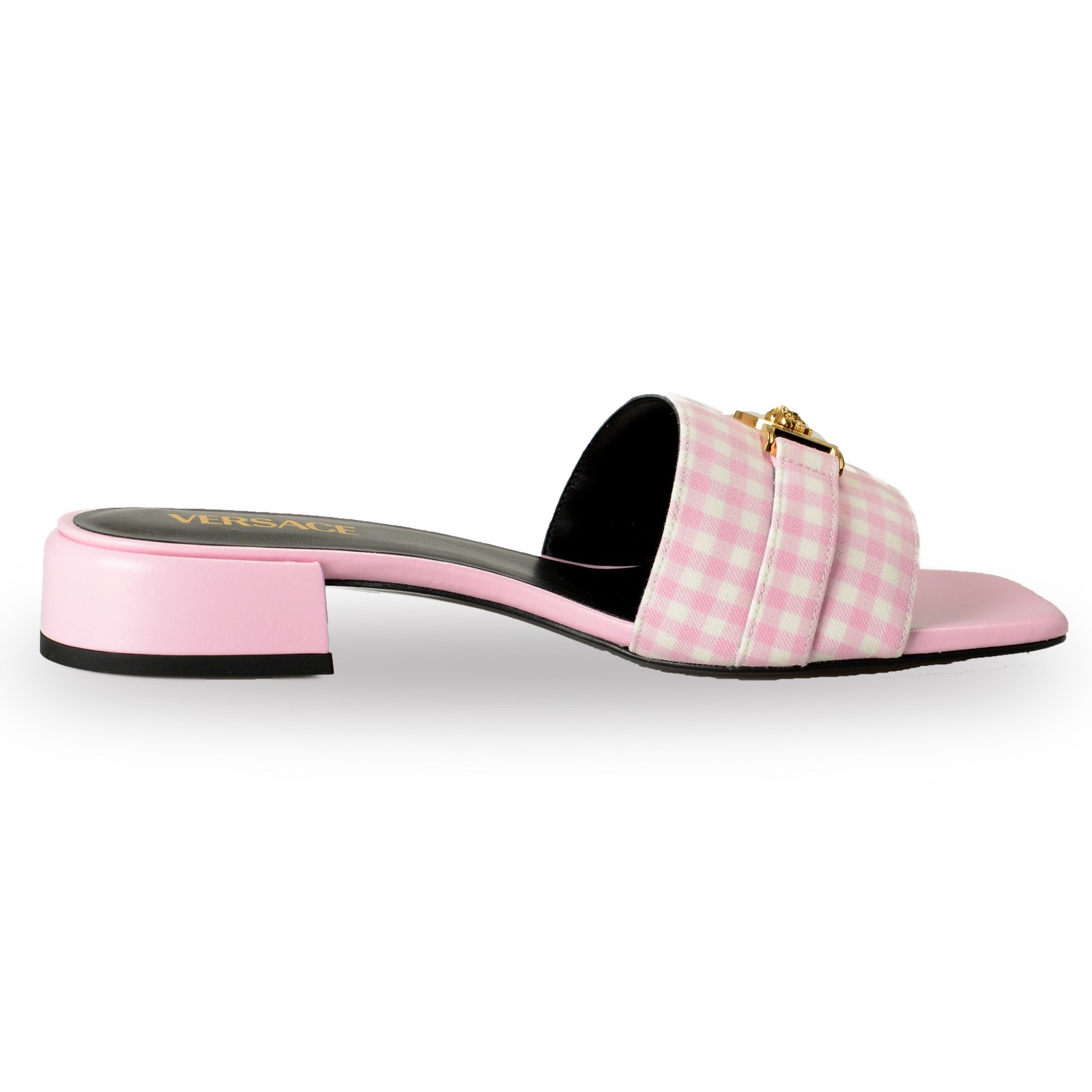 Versace Women’s Pink Leather Gold Medusa Sandals Flip Flop Shoes US 6 IT 36