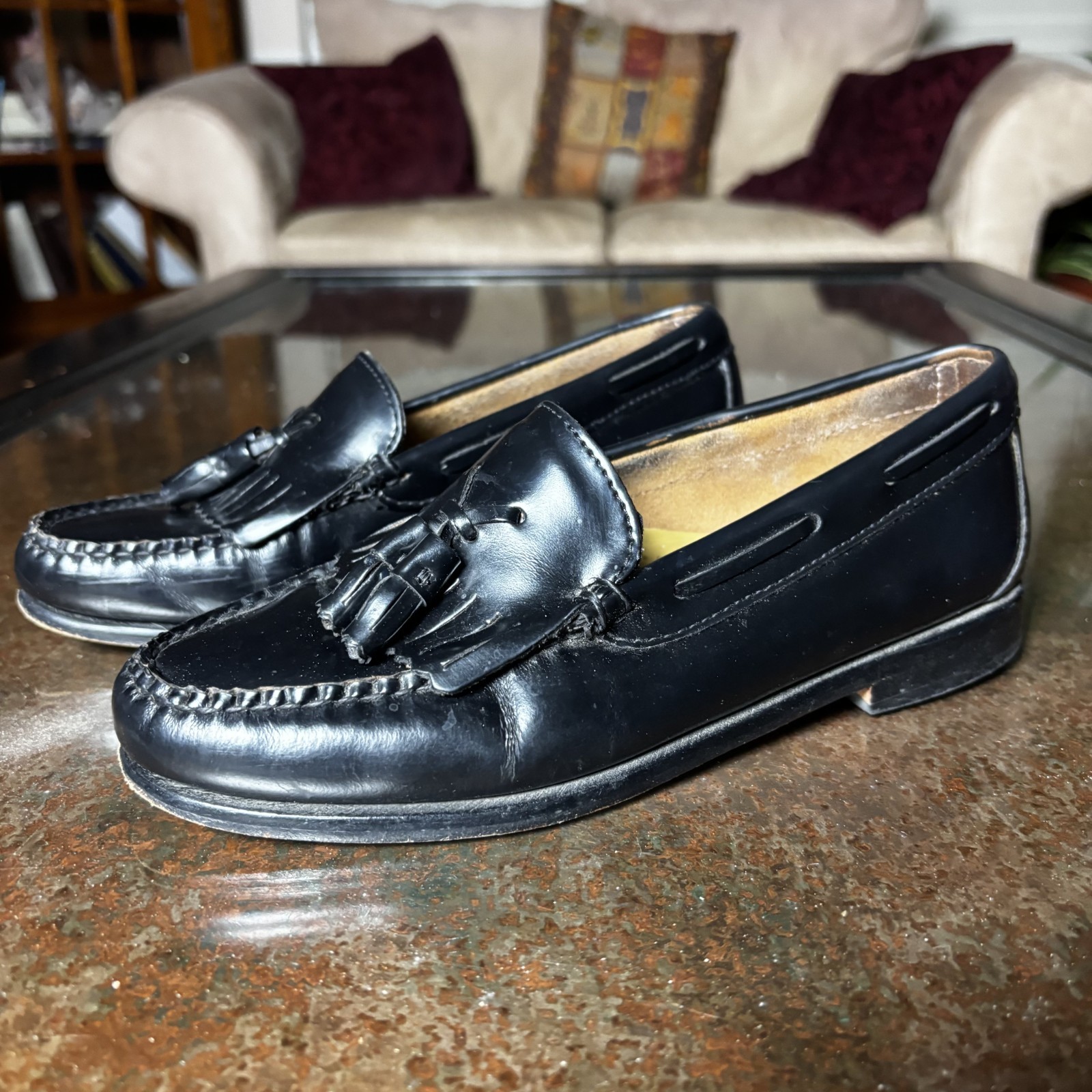 GH Bass Weejuns Penny Loafers Womens Size 5.5 Black Leather Tasseled Classic
