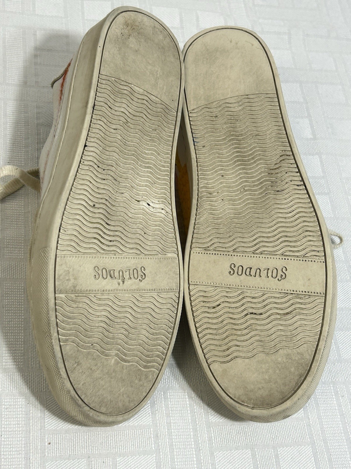 Soludos White Leather Shoe Women’s Size 9 Rainbow Sunrise Embroidery Retro 80s