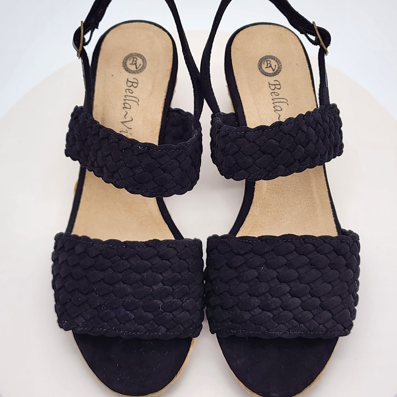 Bella Vita Mariella Espadrille Wedge Women’s Sandals 6.5W Black Suede