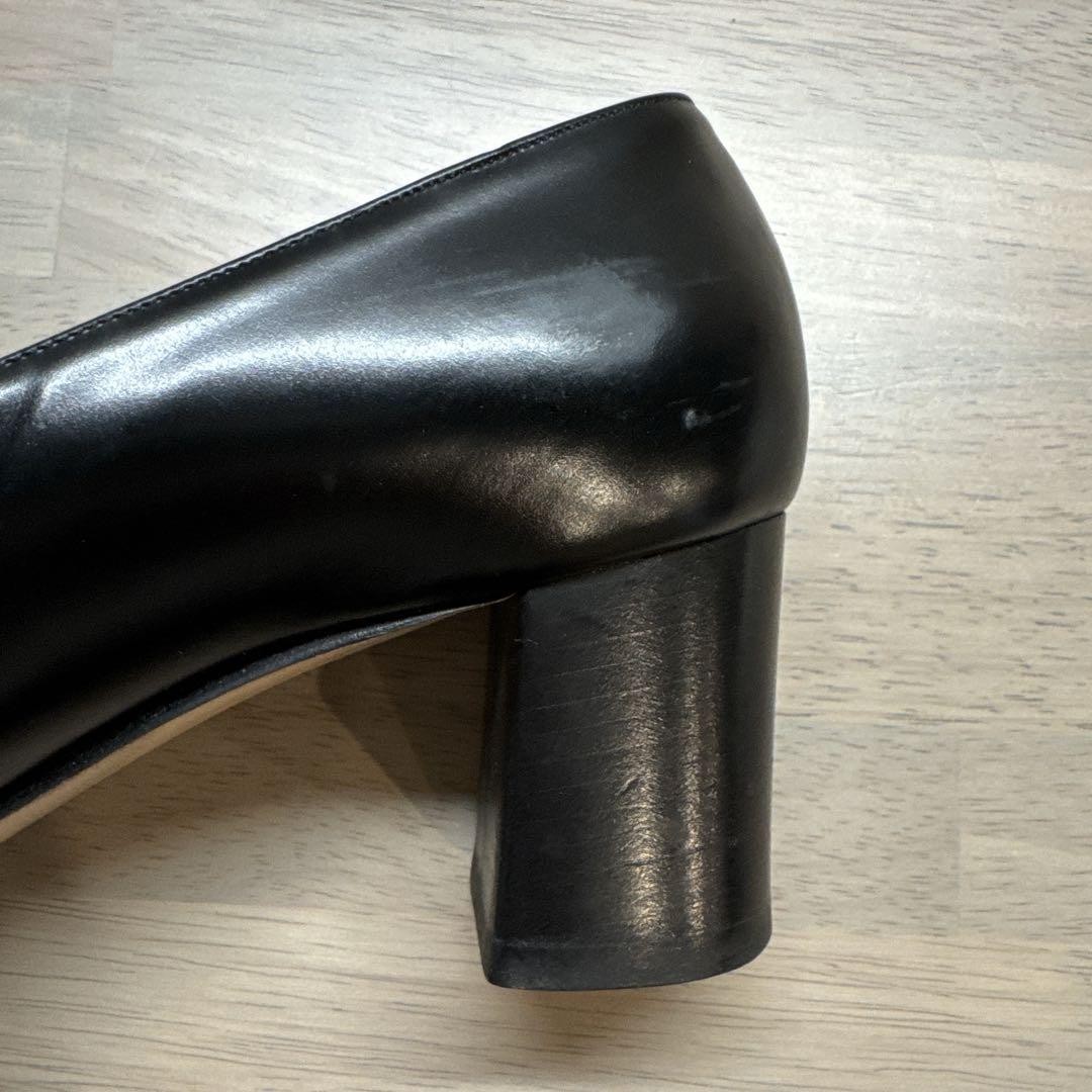 GUCCI Horsebit Leather Pumps Square Toe 23cm Black Italy