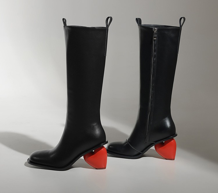 Womens Heart Heel Side Zip Party Round Toe Mid Calf Boots Shoes Vintage Clubwear