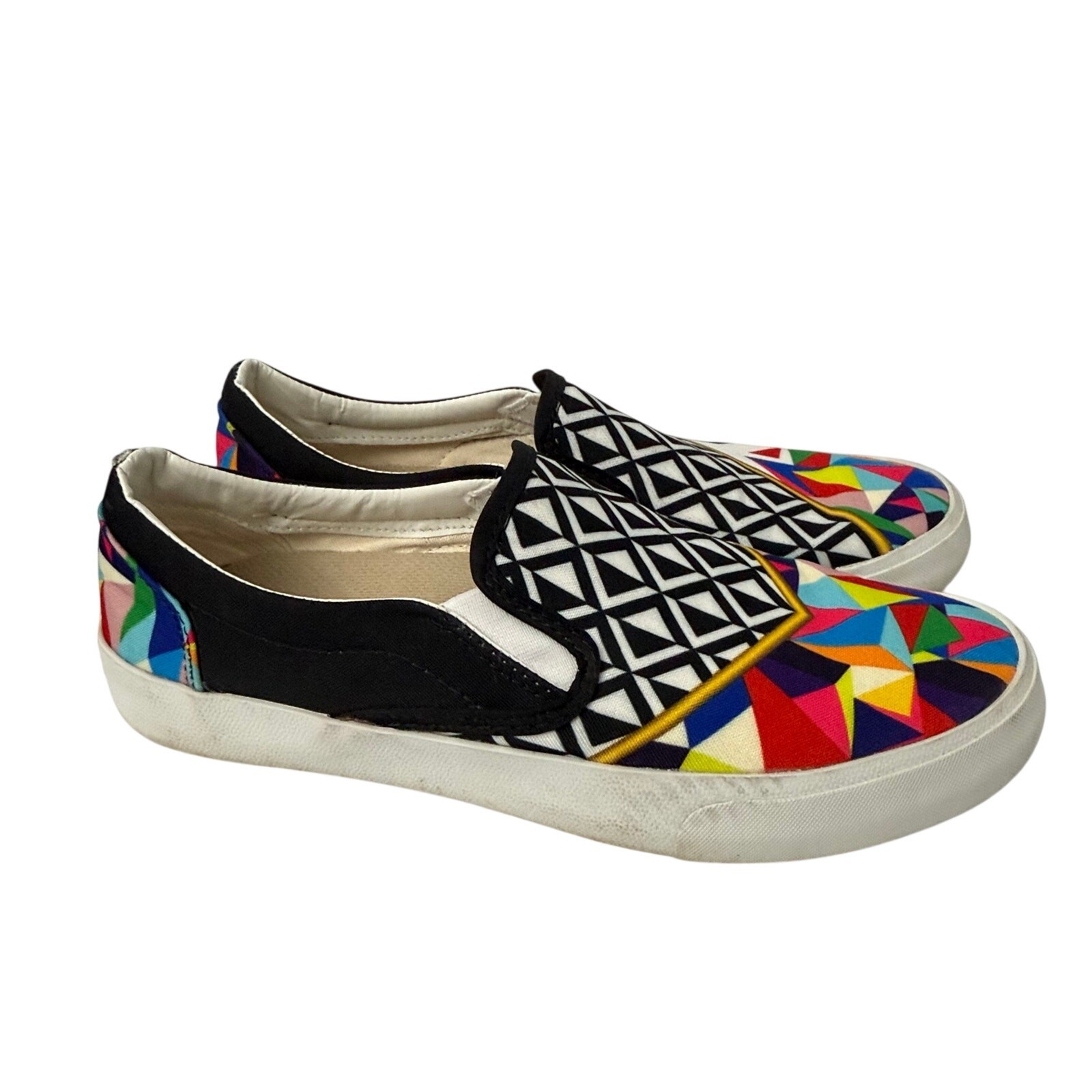 Inkkas Blake Slip On Shoes Women’s Size 9 Multicolor Geometric Pattern Canvas