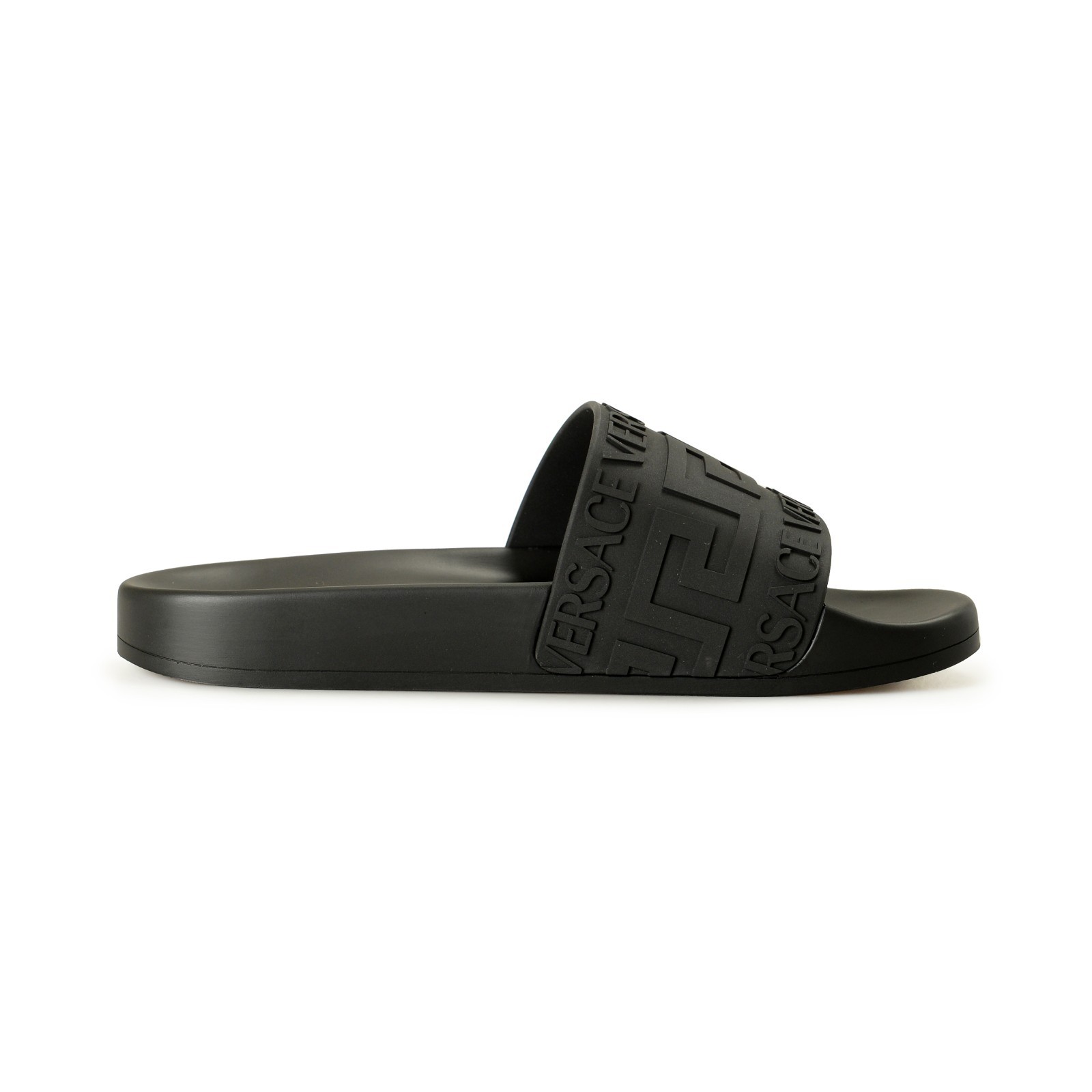 Versace Women’s Black Rubber Logo Print Sandals Flip Flops Shoes US 6 IT 36