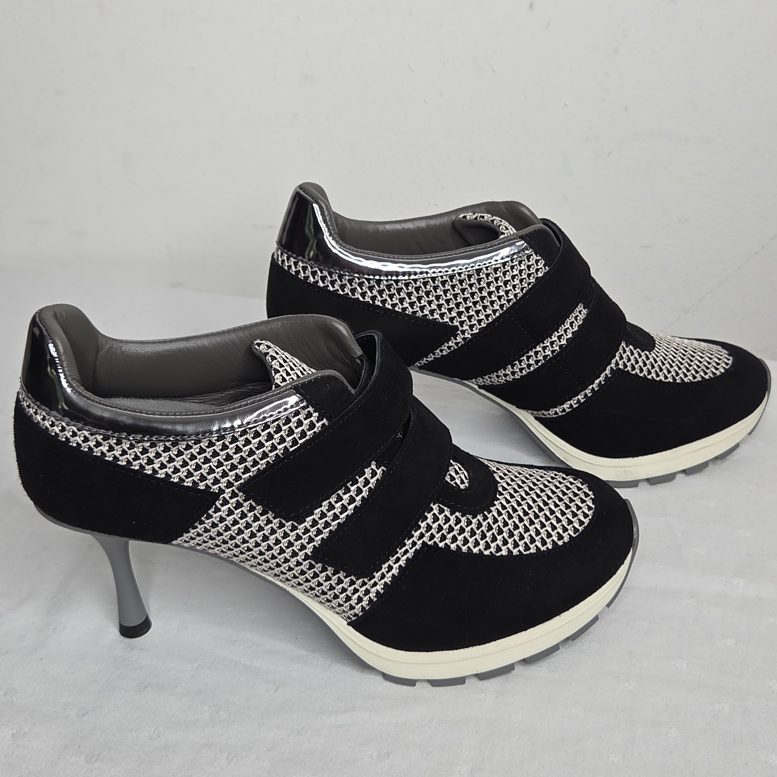 Sneex Sarah Blakely The Blake Hy-Heels 9 Black Silver Stiletto Made Spain