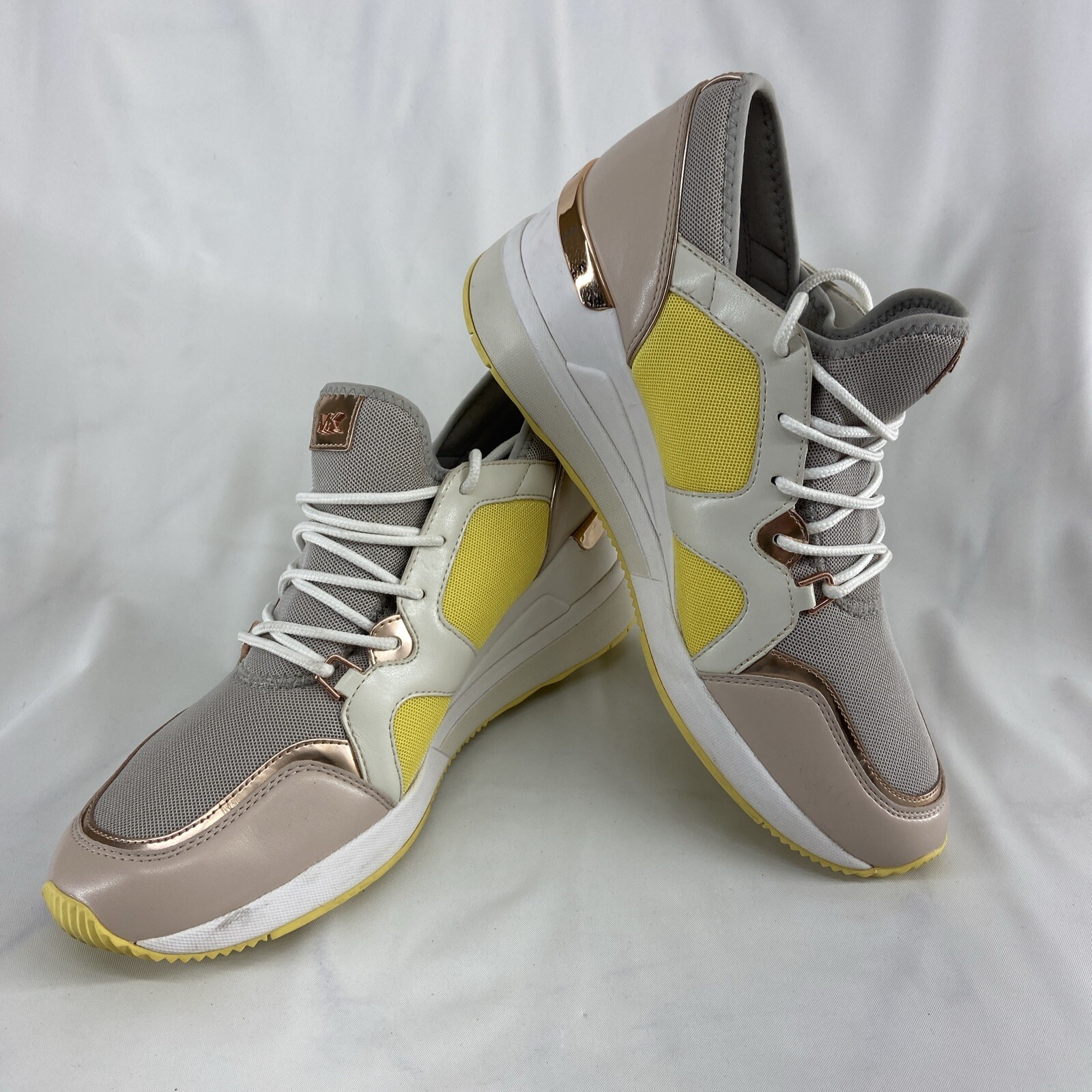 MICHAEL KORS Liv Trainer Sneakers Small Air Mesh Aluminum Women’s Size 10