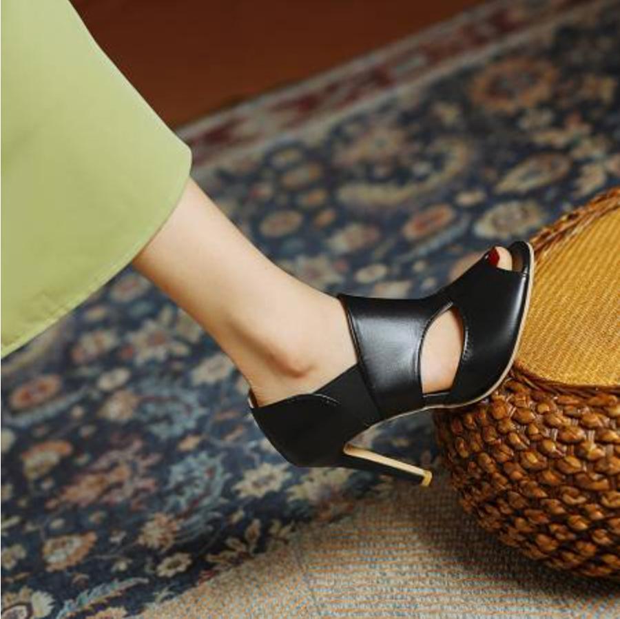 Women’s Formal Business Hollow Out Peep Toe High Heel Pump Sandals Shoes Plus