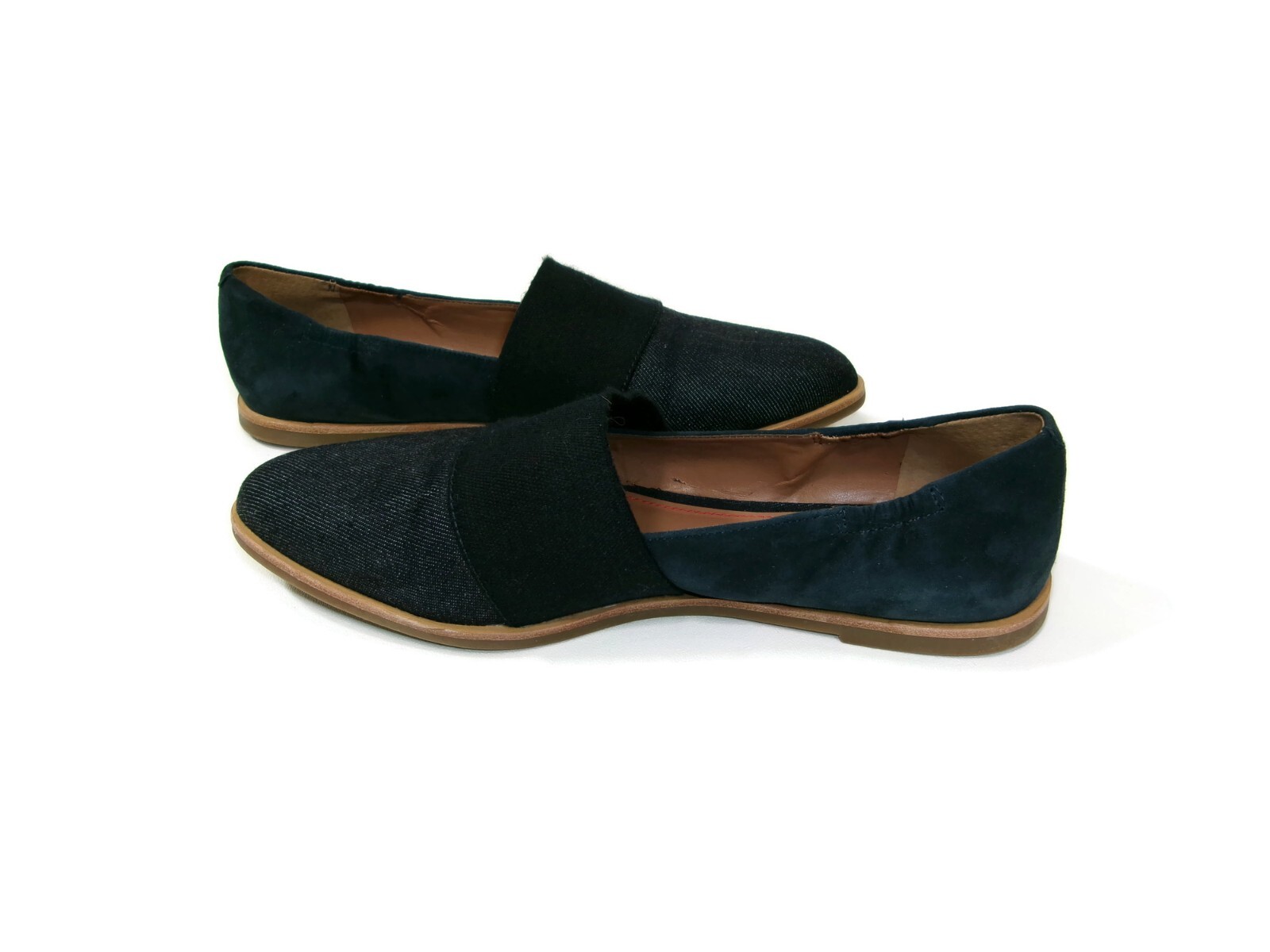 Womens ED Ellen Degeneres Karlin Suede & denim Textile Flats Blue Size 8 M