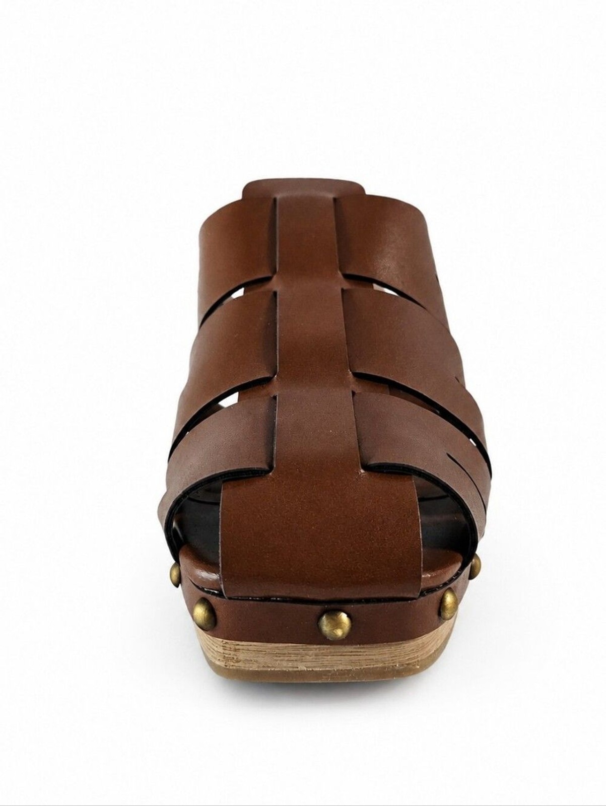 A.N.A Fernberg Boho Retro Fisherman Clog Mule Sandals Size 9.5M Brown Studded