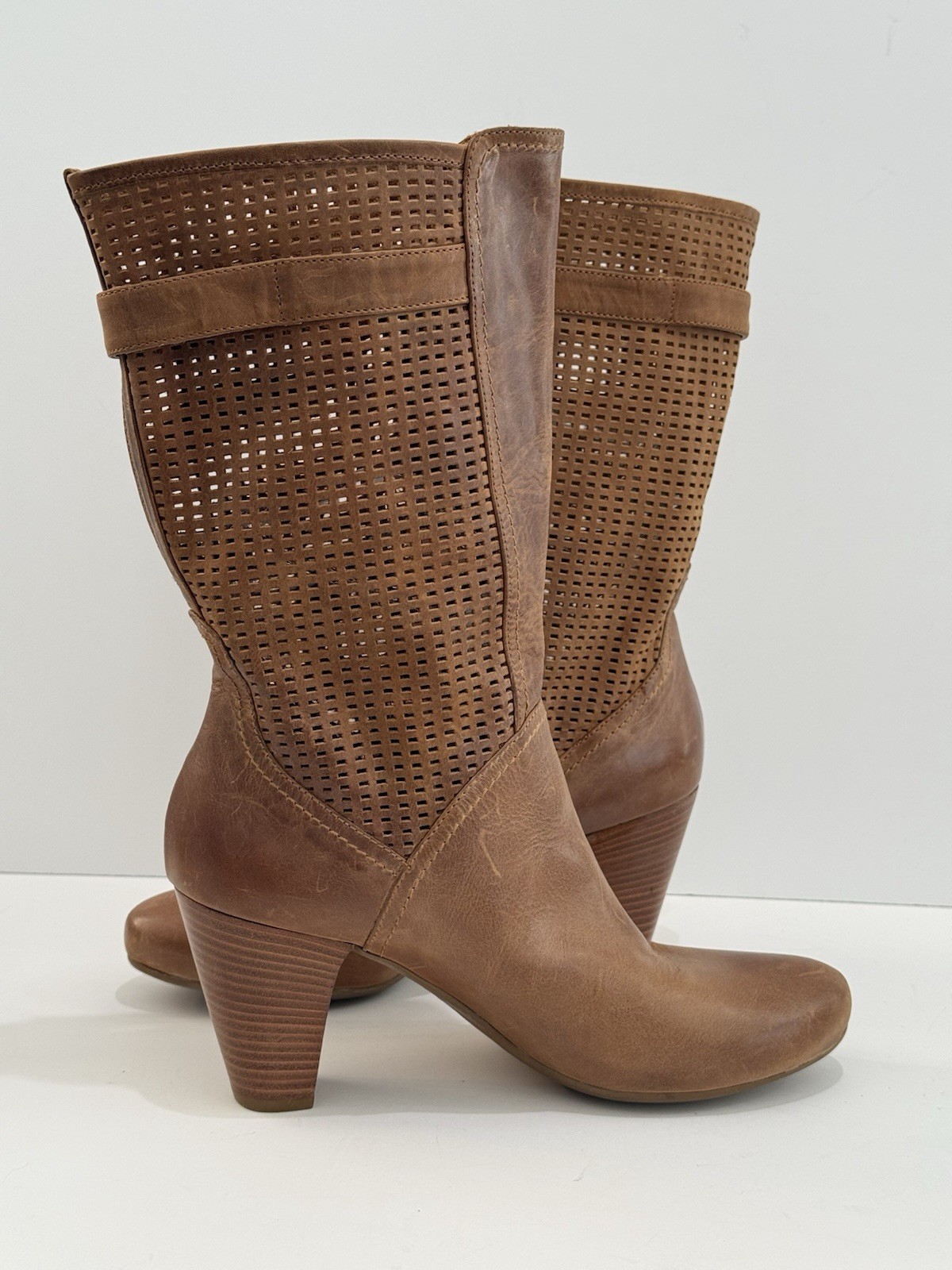 Aquatalia Italian L Brown Leather Heeled Boots -8.5/