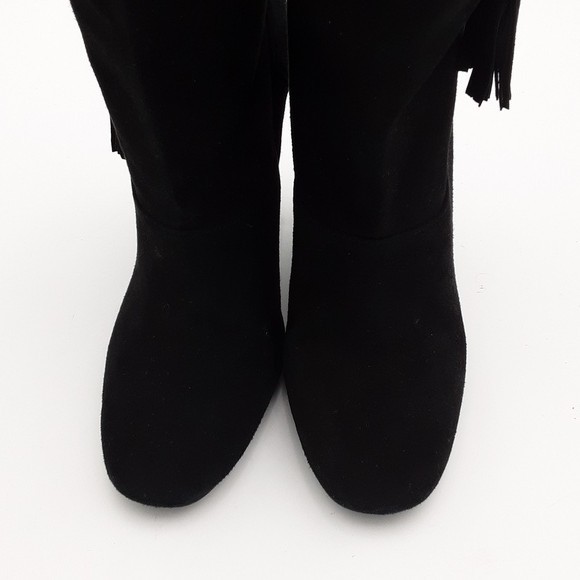 ZARA Elegant Black Women’s 40 Boots suede Western Festival Rodeo Y2k Pull On