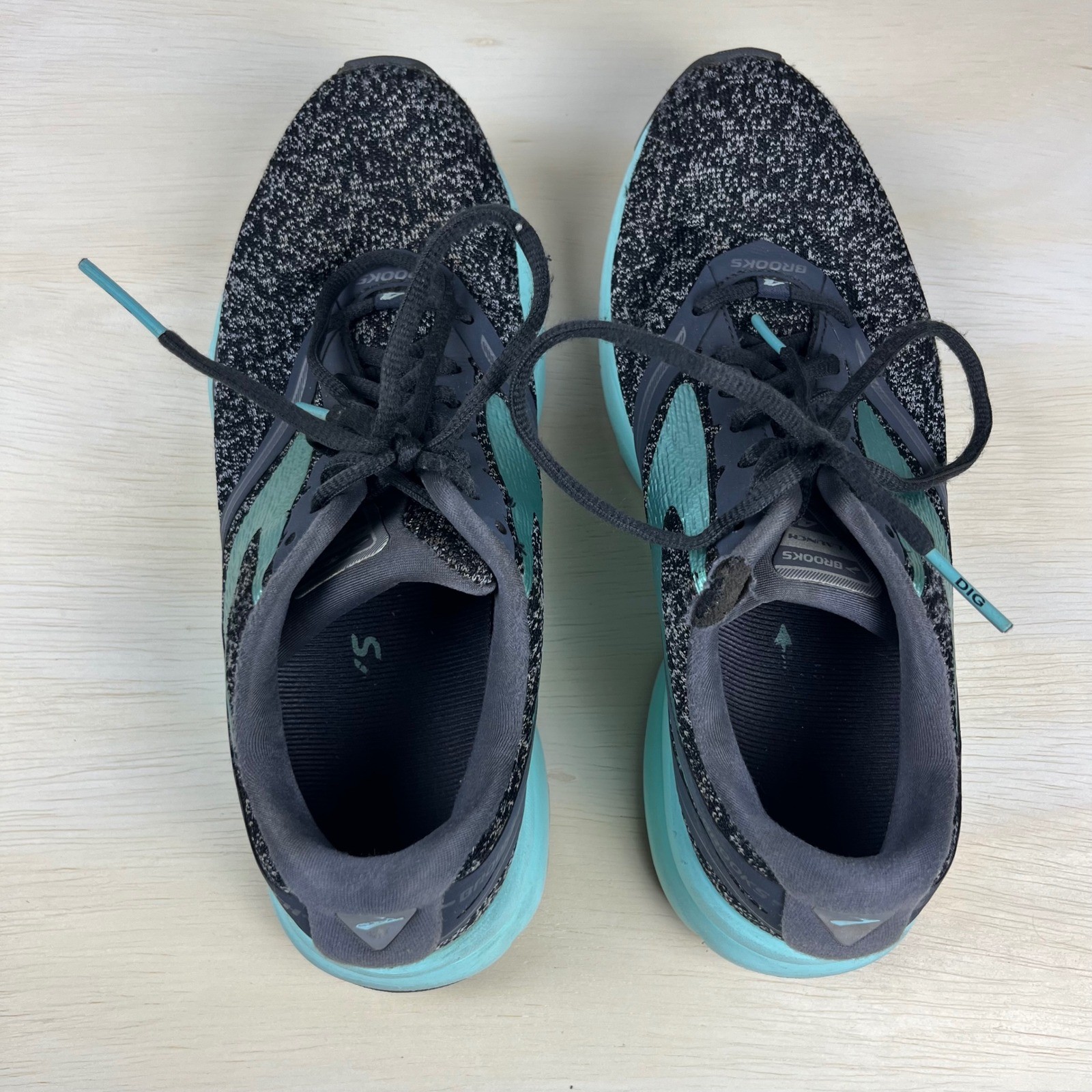 Brooks Launch 4 Womens Running Shoes Black Teal Knit Athletic 1202341B081