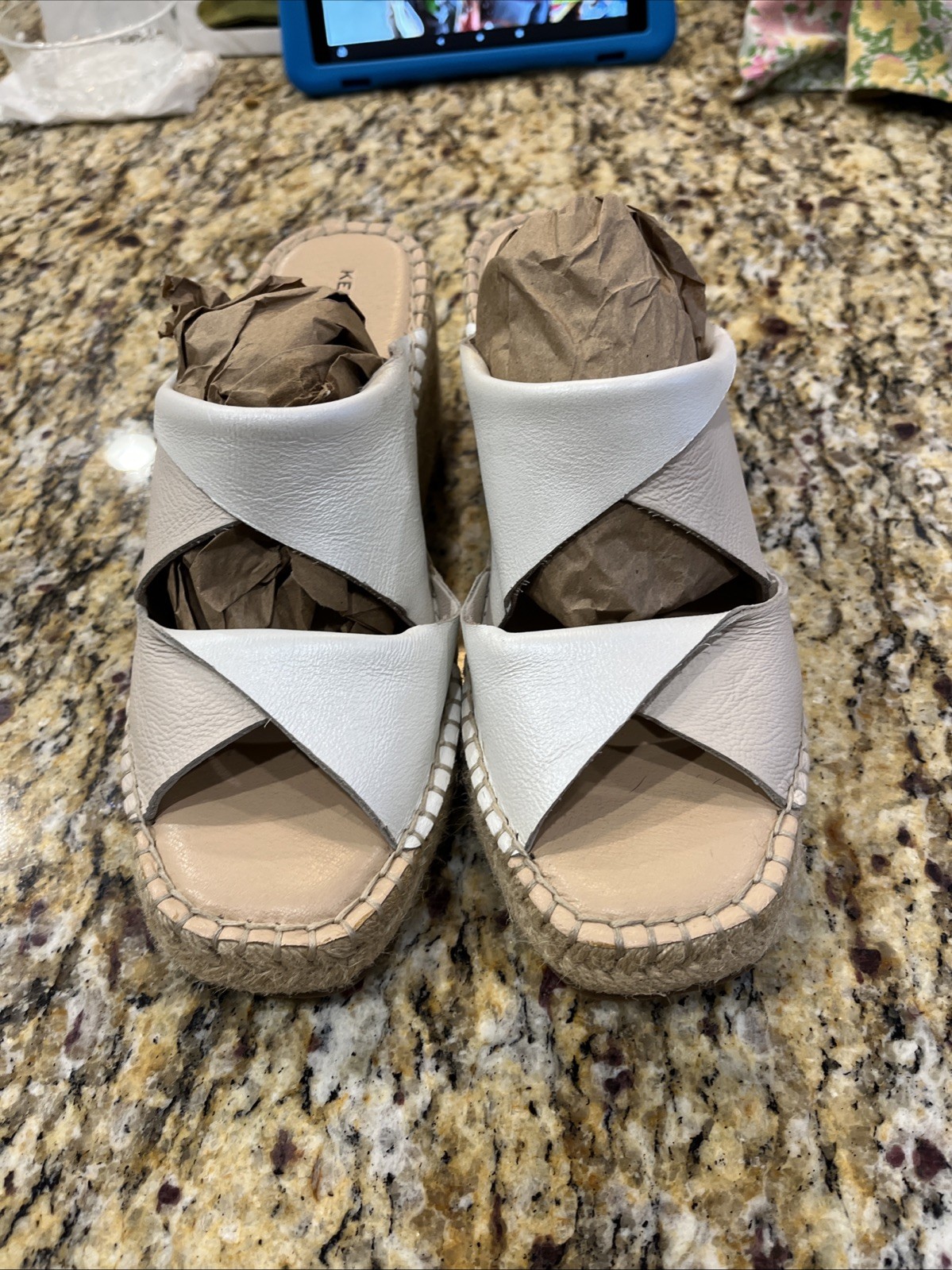 Kelsi Dagger Brooklyn sandals leather white beige wedge