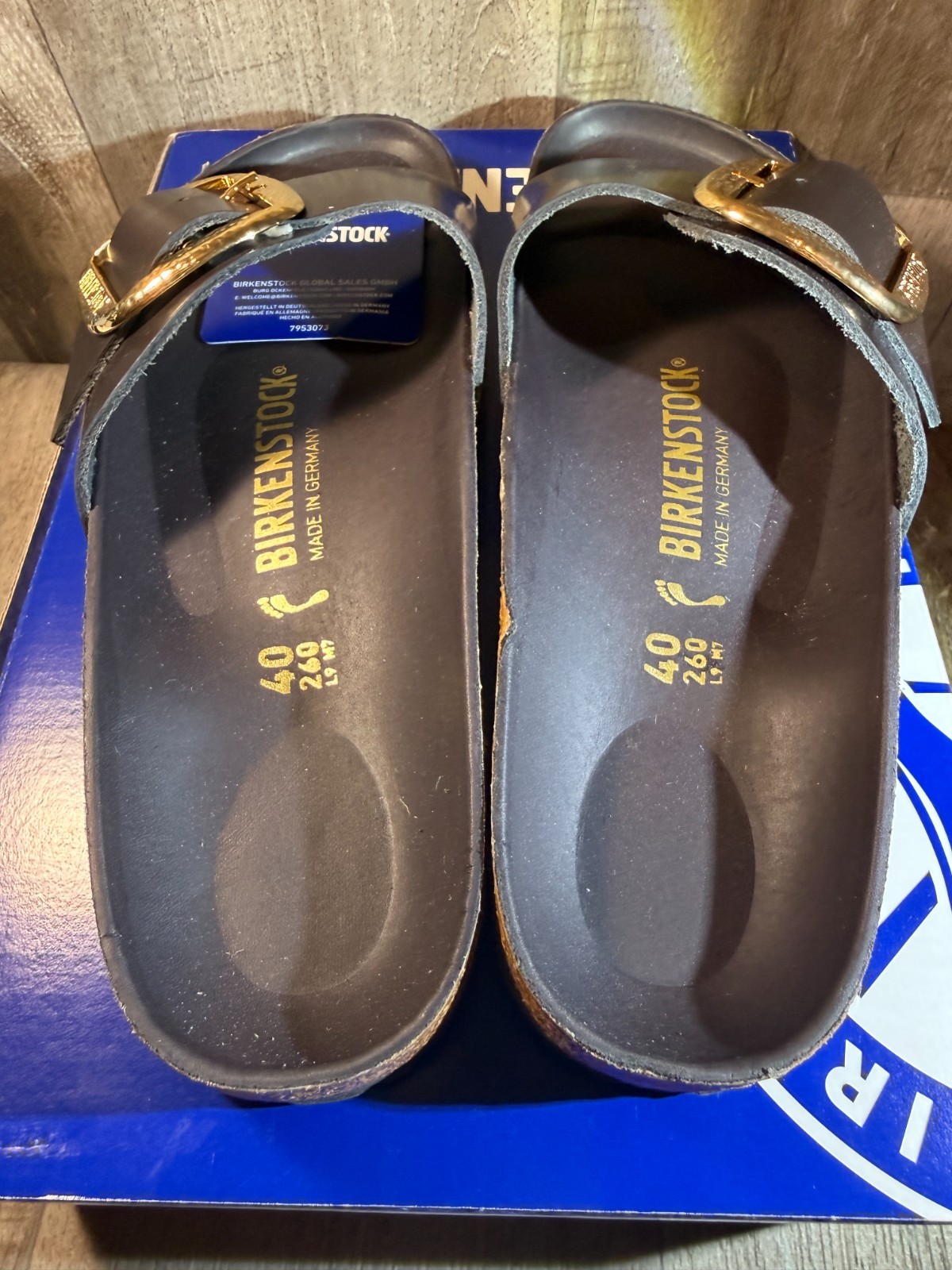 BIRKENSTOCK MADRID HAMMERED BIG BUCKLE HIGH SHINE Black LEATHER EU40 – US 9-9.5