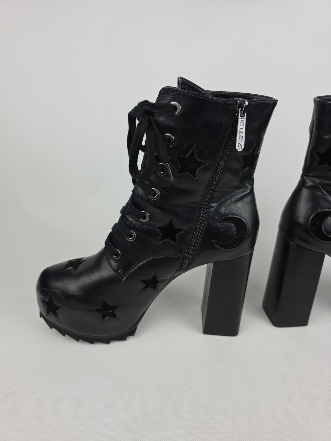 Killstar Platform Witch Goth Punk Boots Black Moon Stars Womens Size 10