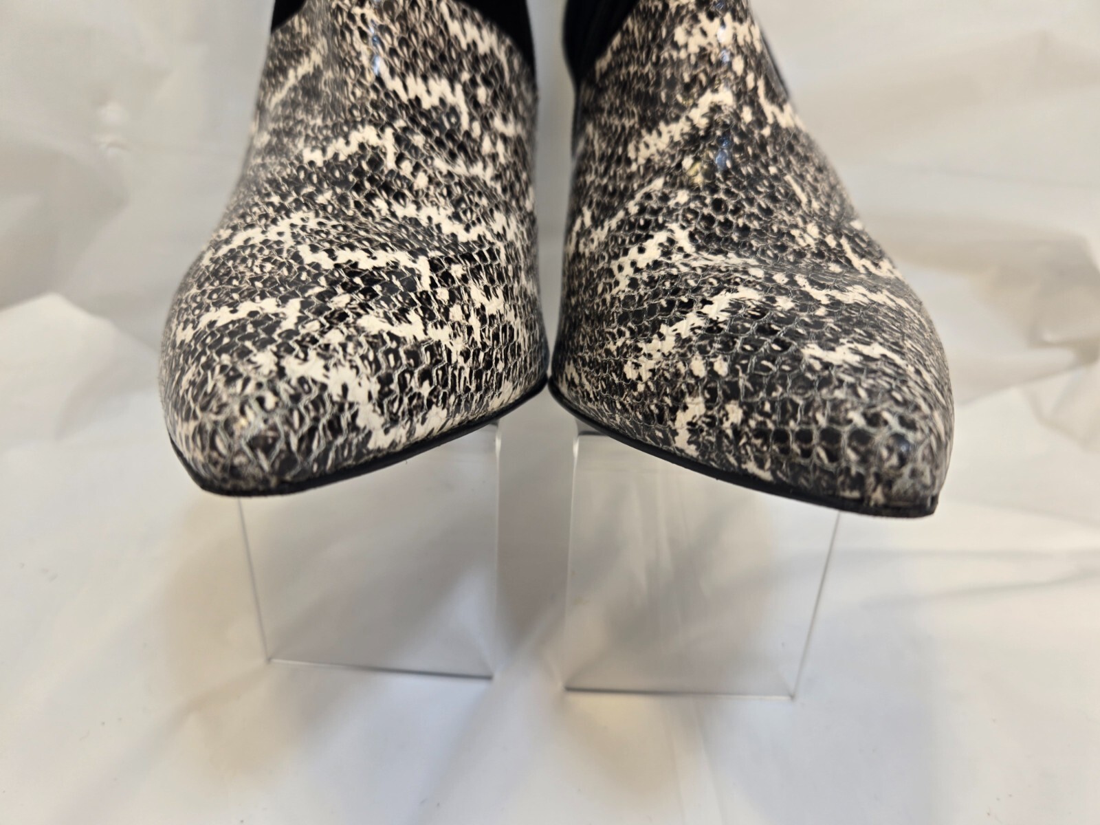 Trina Turk Black Suede & Snakeskin Style High Heel Women’s ankle booties US 10.5