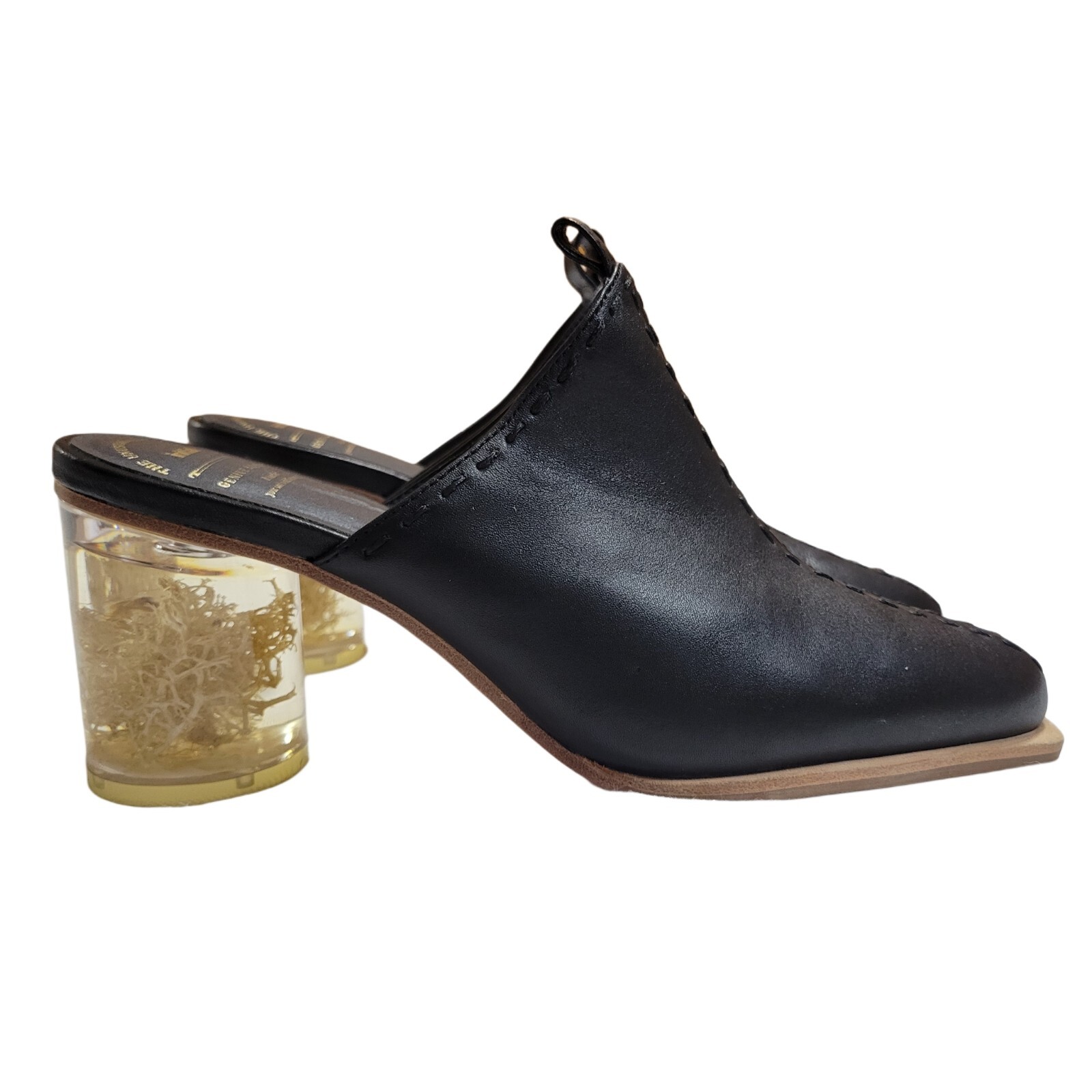 Womens US 6 Black Sea Coral Mules See Thru Heels «Initial» No. 36 / 230 / 1.5