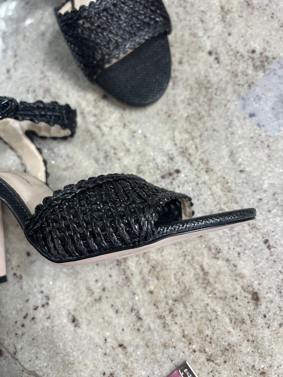 Jessica Simpson Ashtyn Women Shoes Woven raffia Sandal Dress Black Sz 9 M New