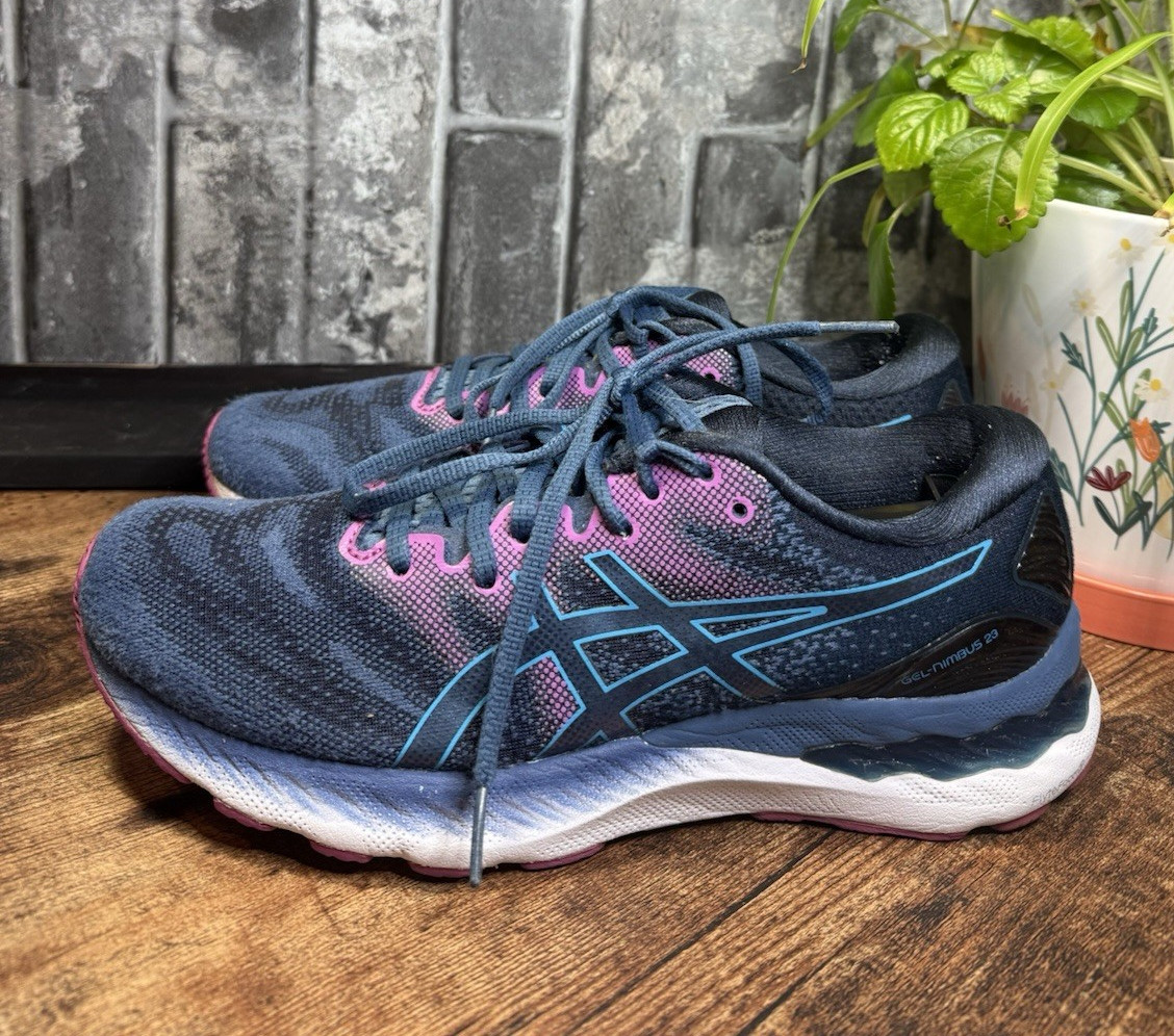 ASICS GEL-Nimbus 20 Women’s Blue/Pink Low Top Lace-Up Logo Athletic Sneaker