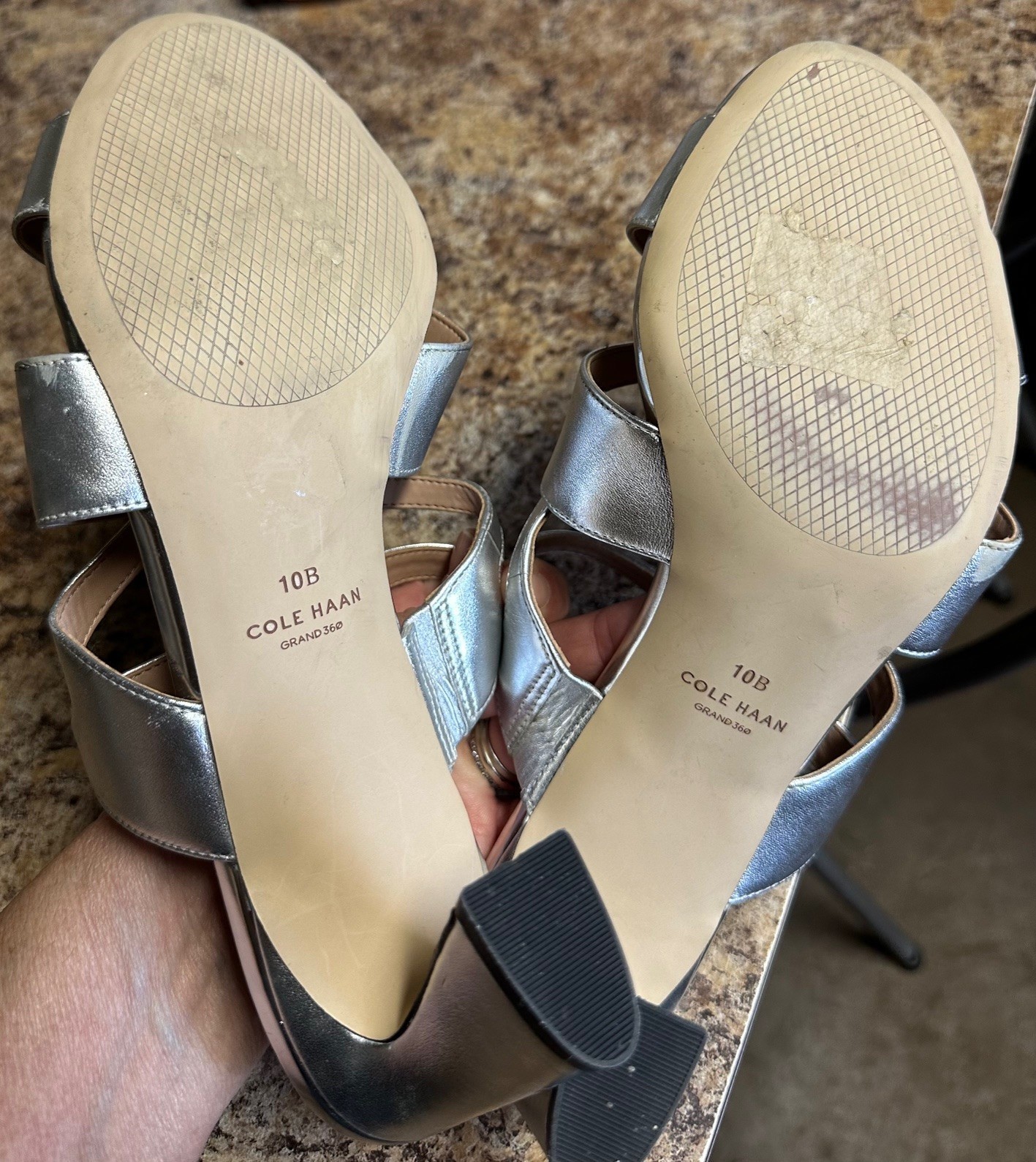 Cute – Cole Haan Alyse Sandal Womens Sz 10 B Silver Specchio Leather Block Heel-