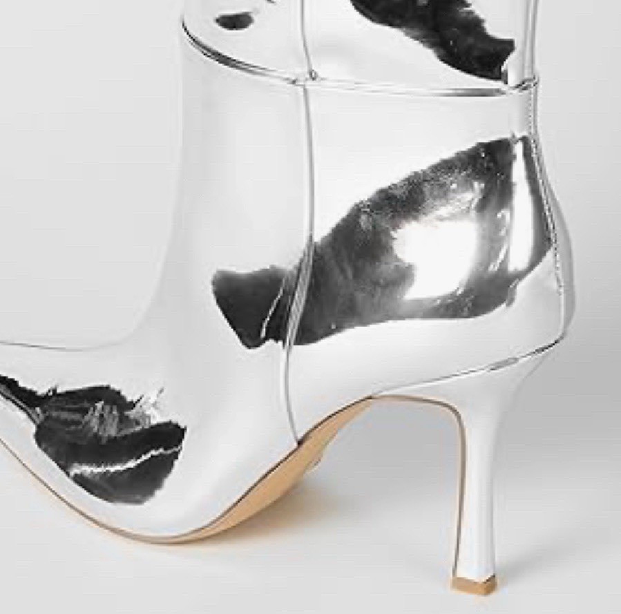 Mirror Silver Knee High 3.6” Stiletto Heel NIB, The Drop Size 10