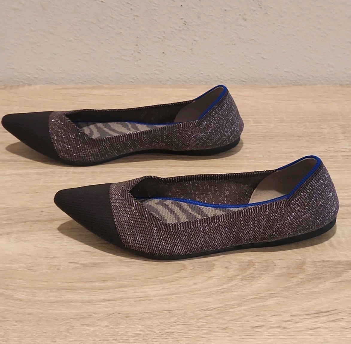 Rothy’s The Point ‘Twilight Metallic’ Captoe Stitch Flats ‘Retired’ Womens Sz 10