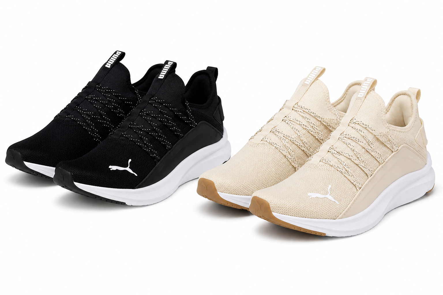Puma Softride Women’s Running Waking Sneakers Black/Ivory Lightweight Shoes