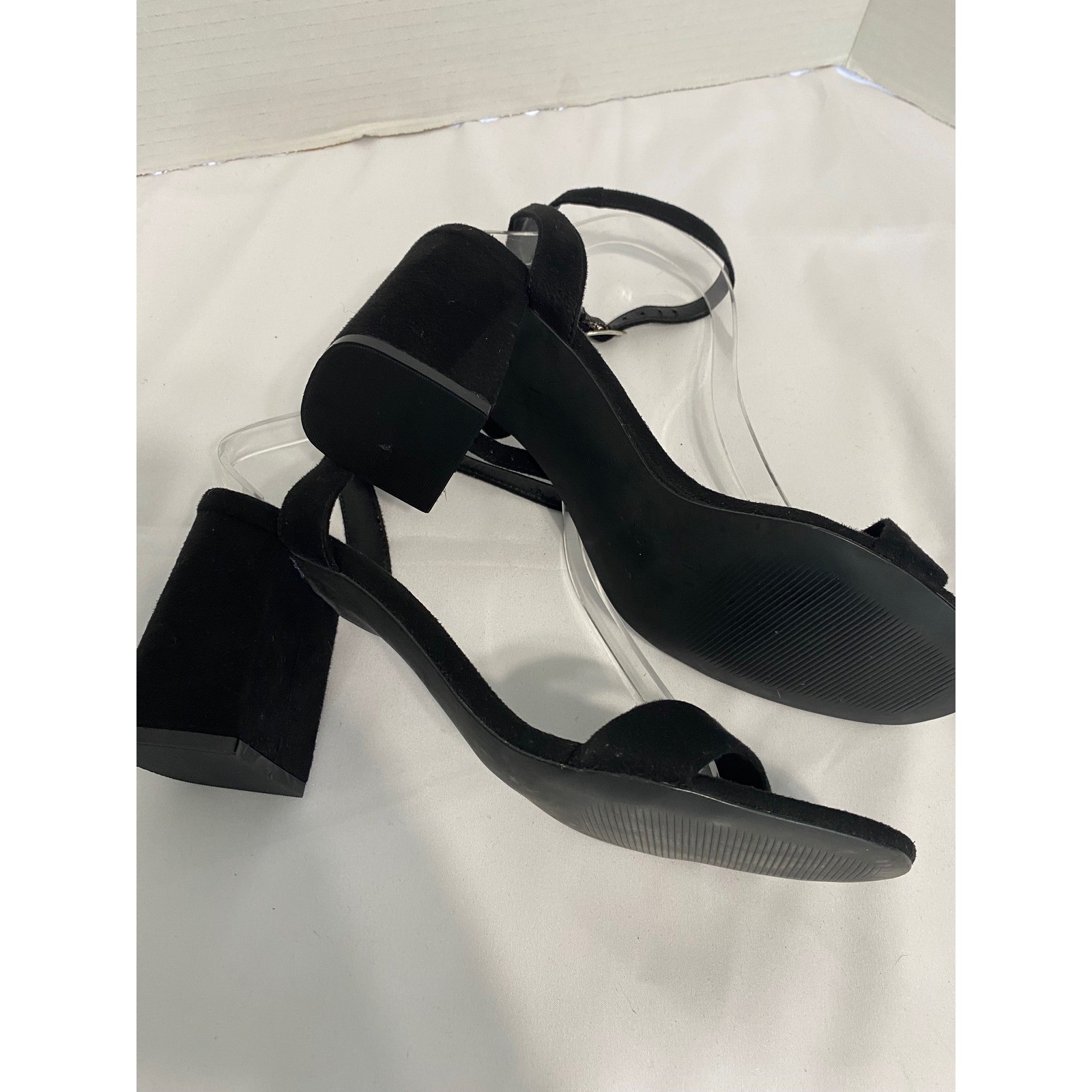 Steve Madden Glamorous Sandals Womens 9 Black Excellent Block Heel GLAM03S1