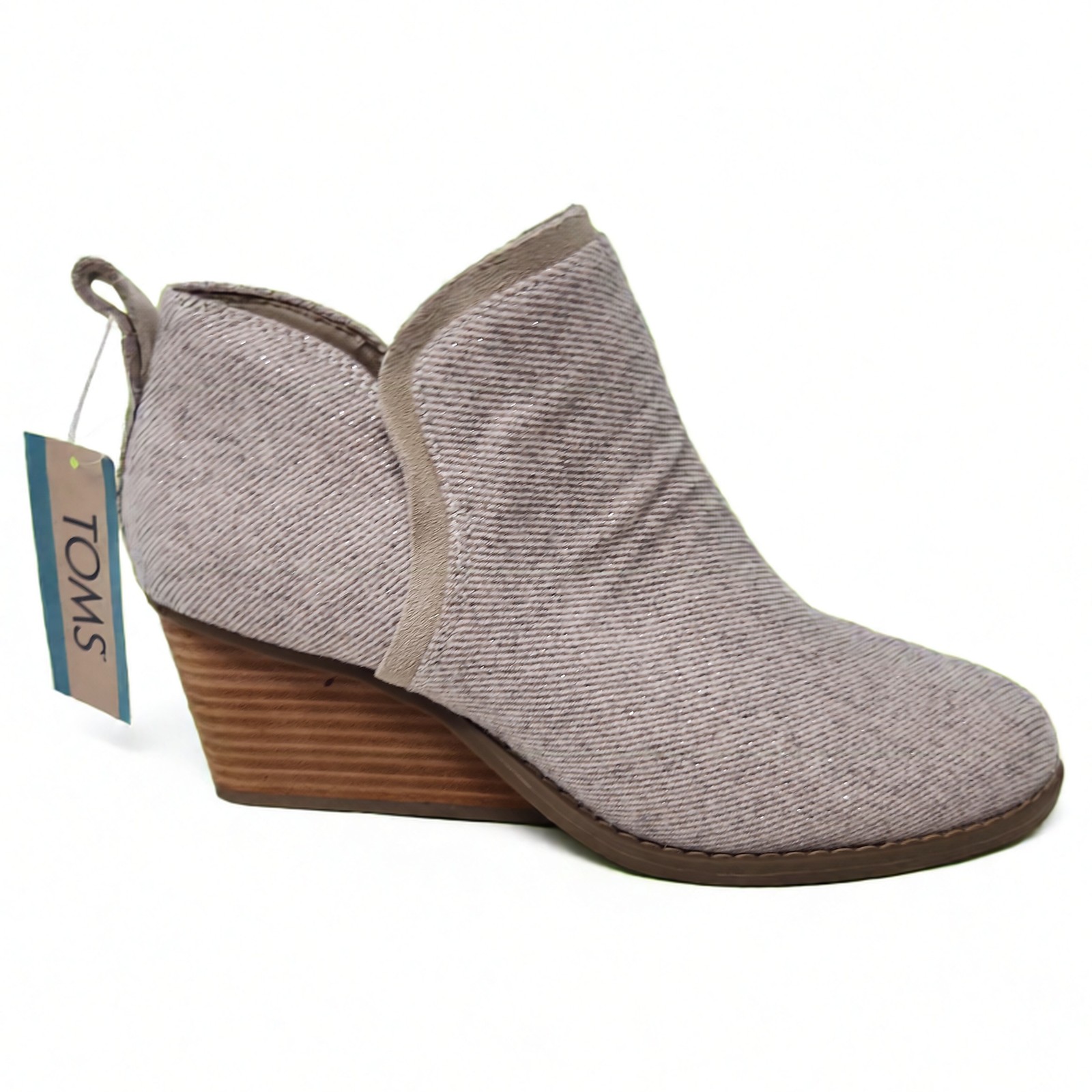 TOMS Women’s Kaia Wedge Bootie Ankle Boot Size 6 Suede Twill Pull On Slip On