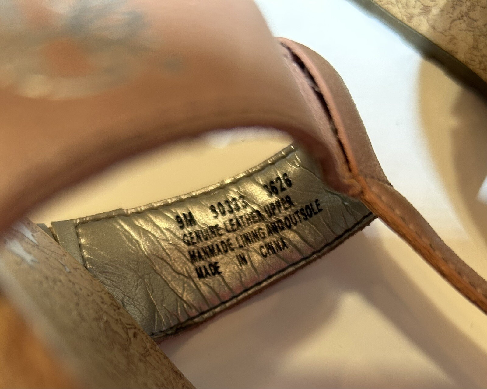 TIMBERLAND Cork Wedge Flip Flop SIZE 9 Tan Leather Thong Slip On Sandal Floral