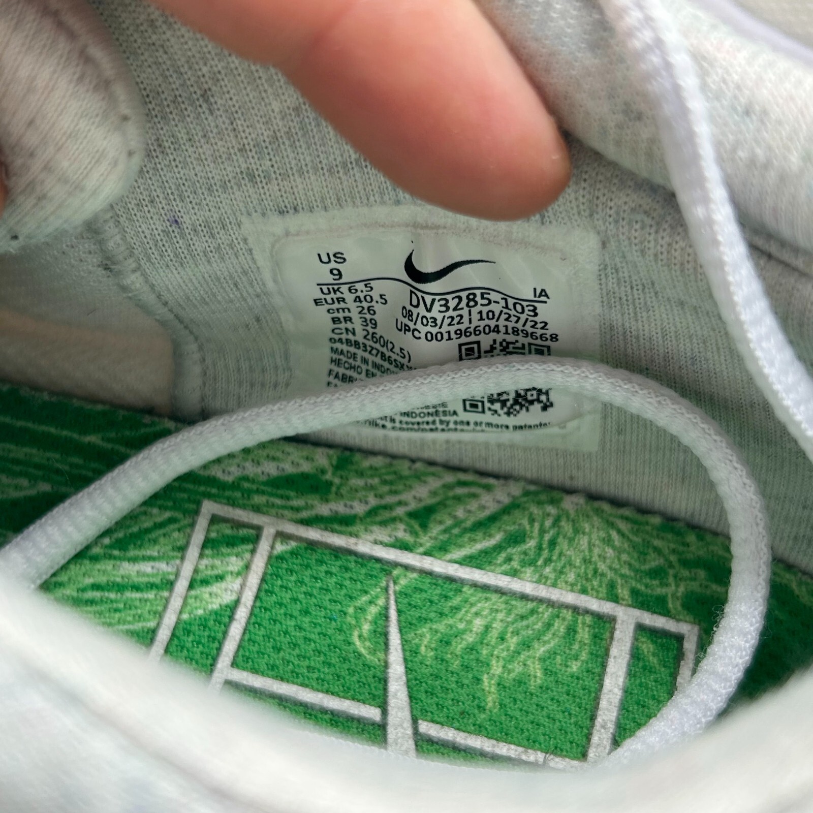 Nike Court Air Zoom Pro 8mm Women’s Size 9 US DV3285-103 White Green Shoes
