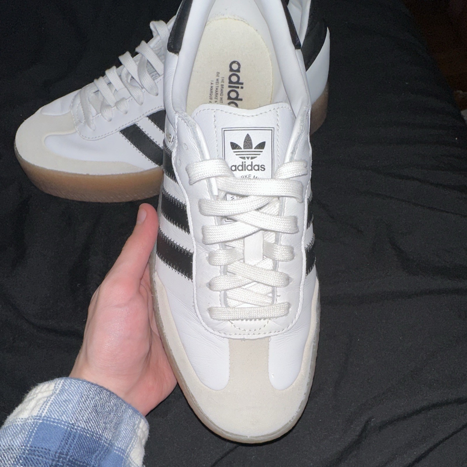 adidas Samba Women’s Low Top Lace-Up Sneakers White/Black Gum Rubber Sole