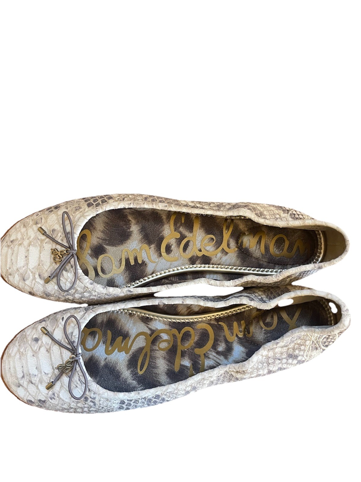 Sam Edelman Women’s NEW Felicia Snakeskin Ballet Flats US 12M Suede Neutral
