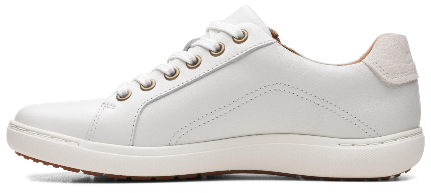 Clarks Women’s Nalle Lace White Leather Sneakers (Select Size)