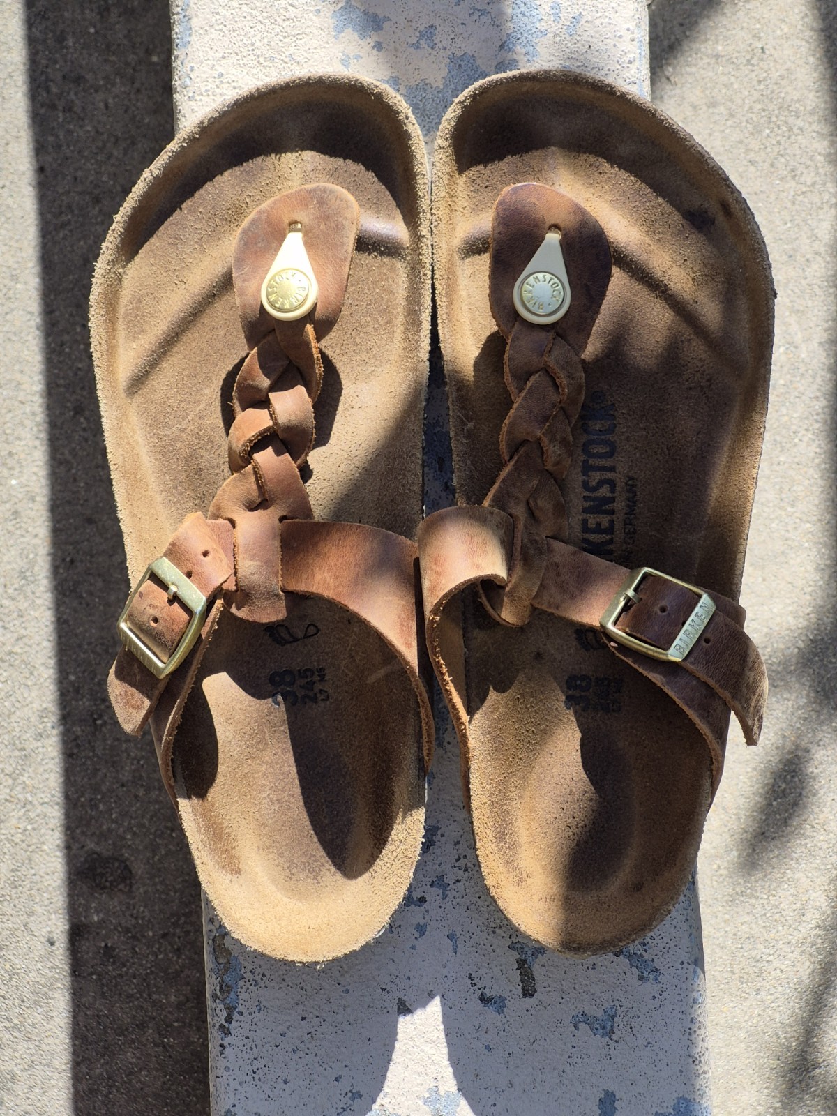 Birkenstock Brown Leather Gizeh Braided Oiled Thong Women’s Sandals 38/8