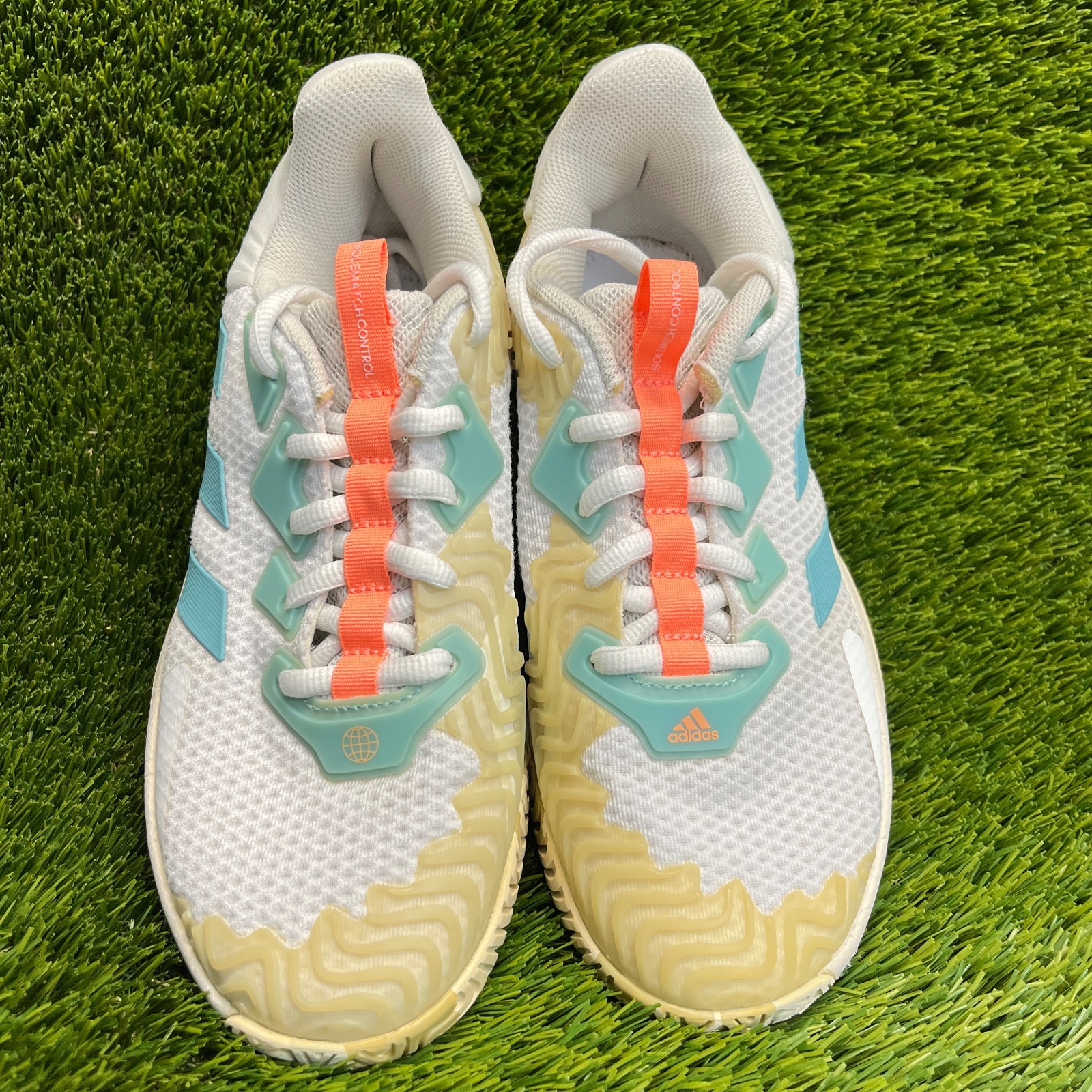 Adidas Solematch Control Womens Size 9 White Blue Athletic Tennis Shoes Sneakers