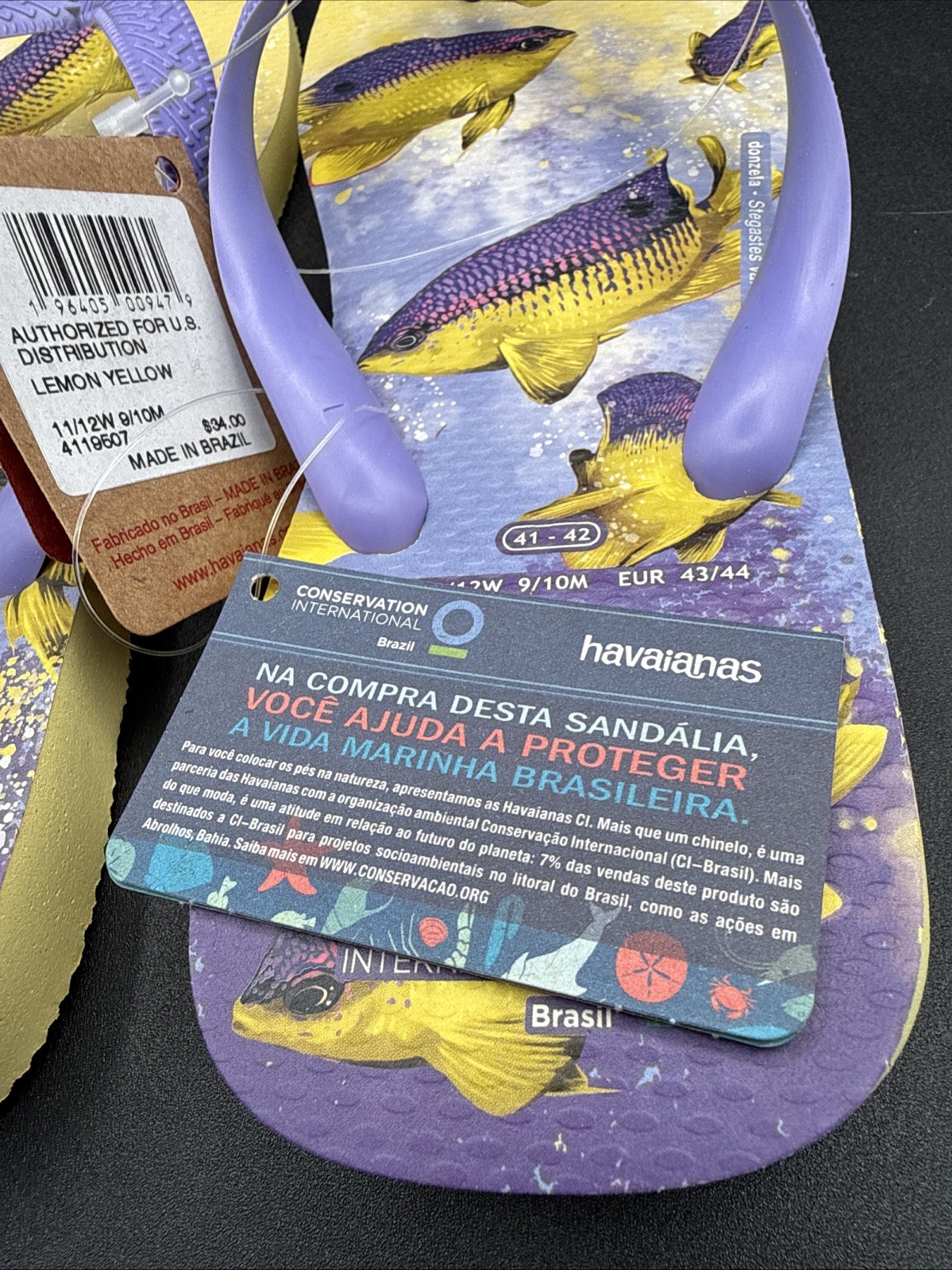 Havaianas Conservation International Flip Flops Brazil Fish Print W11/12 M9/10
