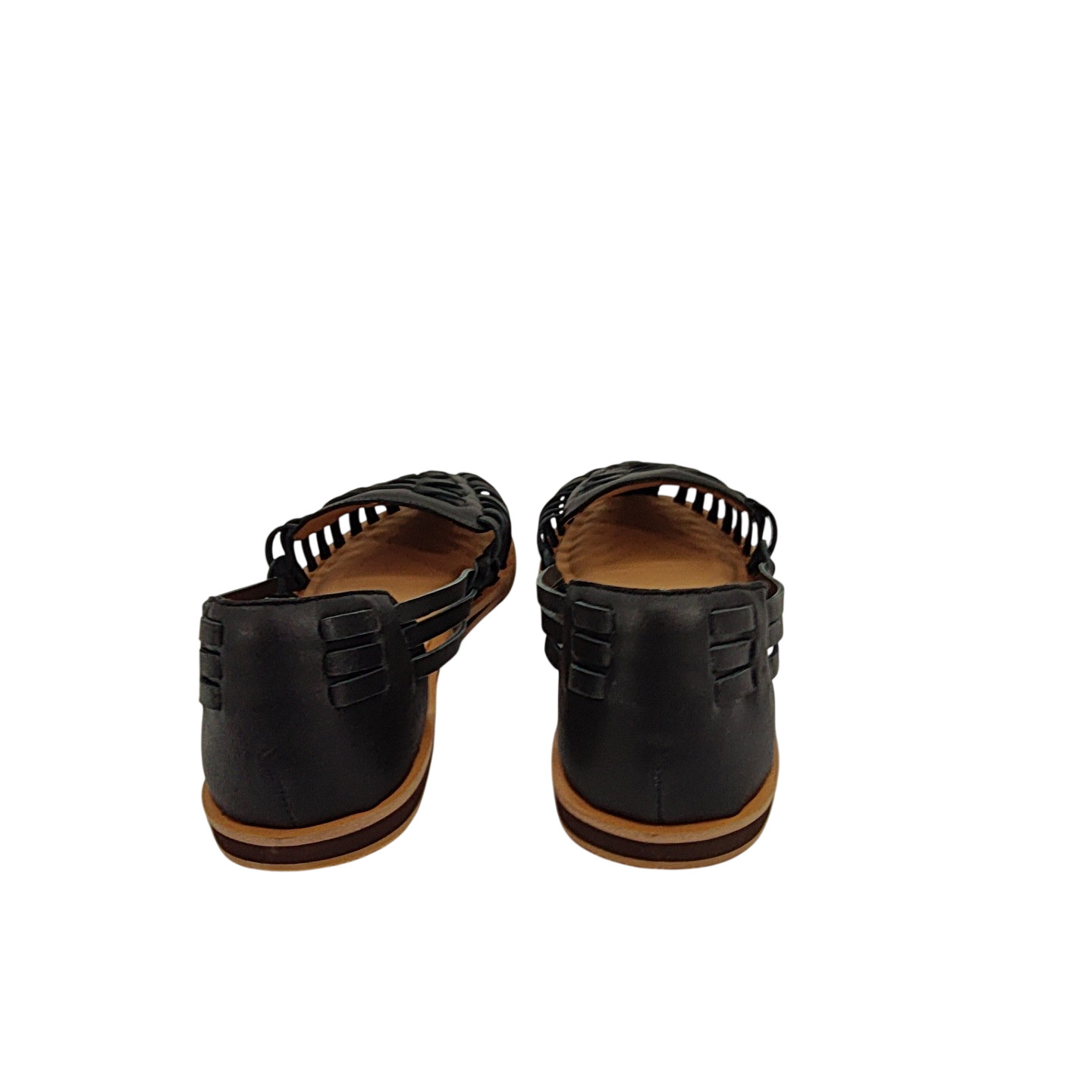 Quince Women 100% Leather Huarache Flat Black Shoes 10