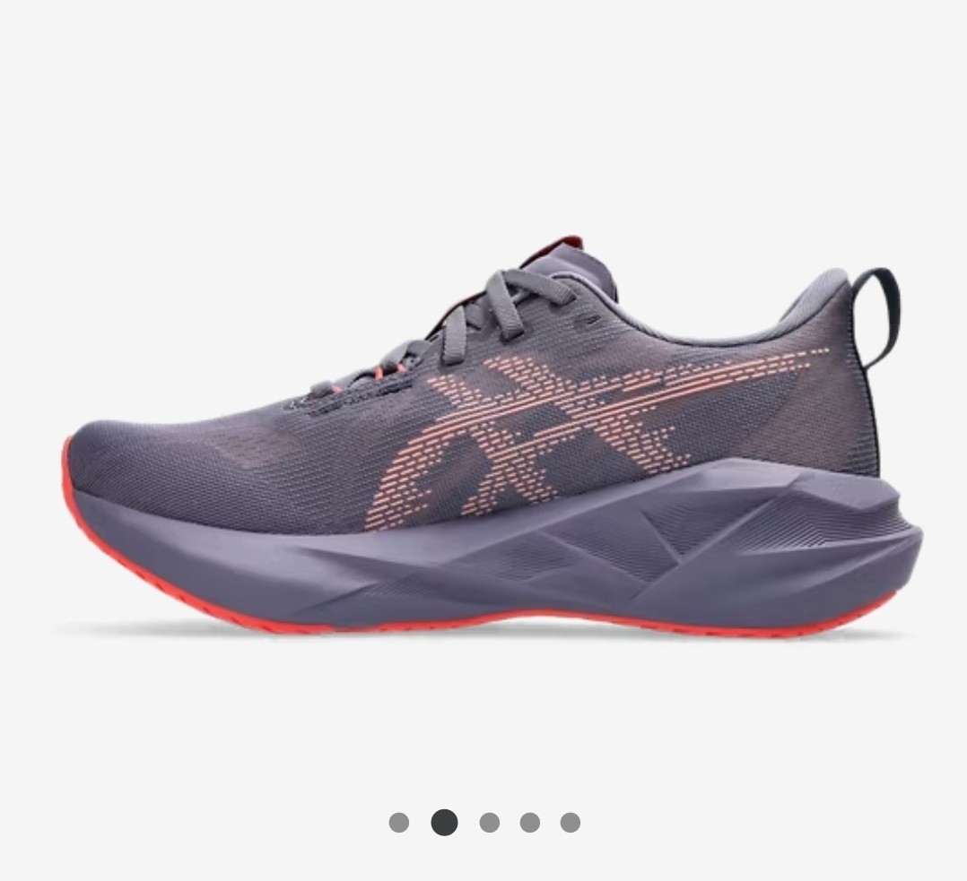 Asics Novablast 5 In Grey/Purple/Coral Reef Womens Size 9.5/ Mens Size 8