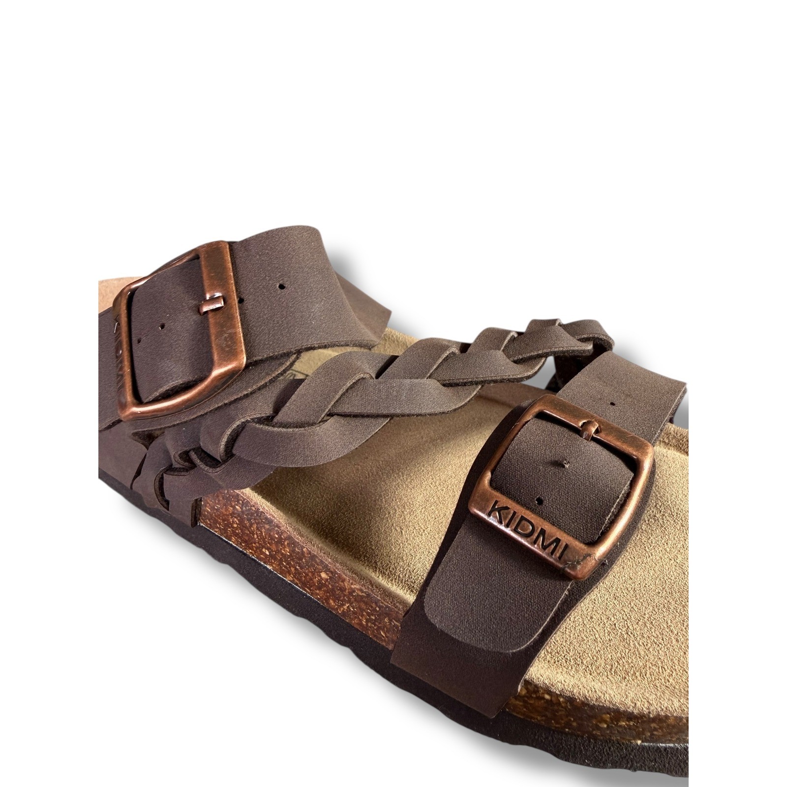 Kidmi Women Chocolate Brown Braided Strap Cork Footbed Sandals Sz 40 US 9